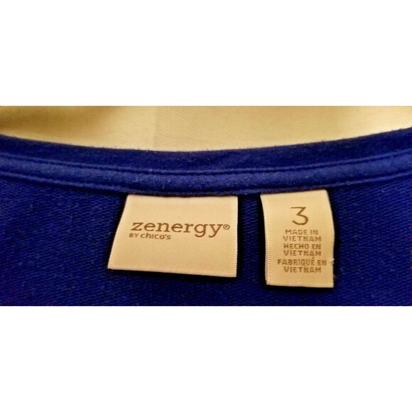 Chico's Zenergy Women's Top Royal Blue Shimmer Accents Zipper Shoulder Size XL - Picture 4 of 5